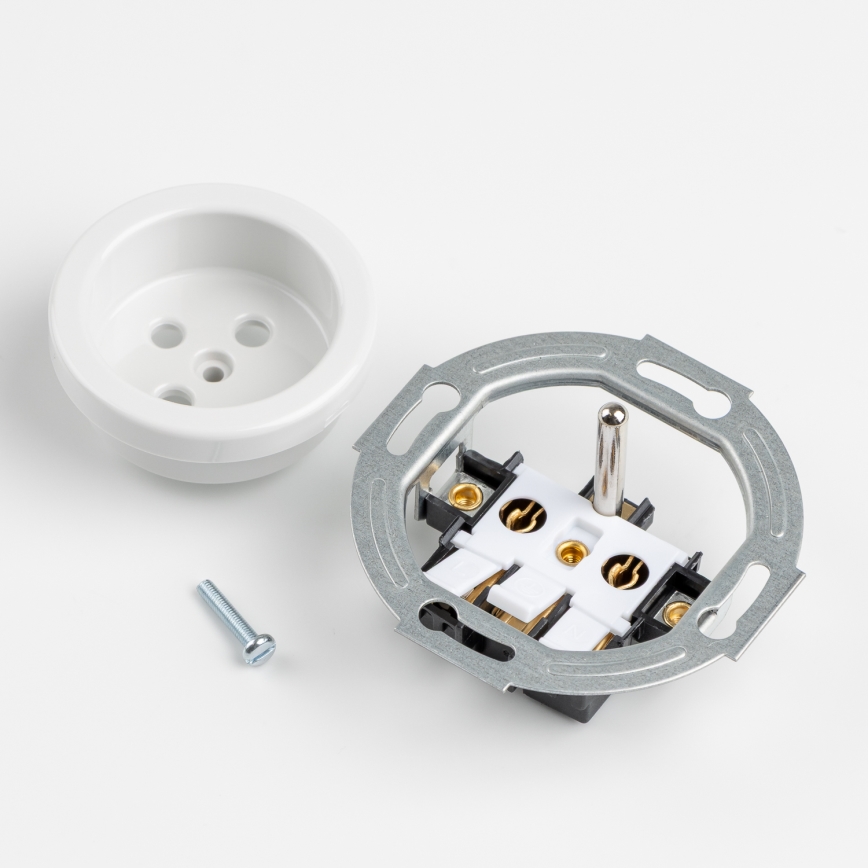 Kliklap - Retro jednopólový vypínač č. 1 a zásuvka 230V s rámečkem sněhově bílá