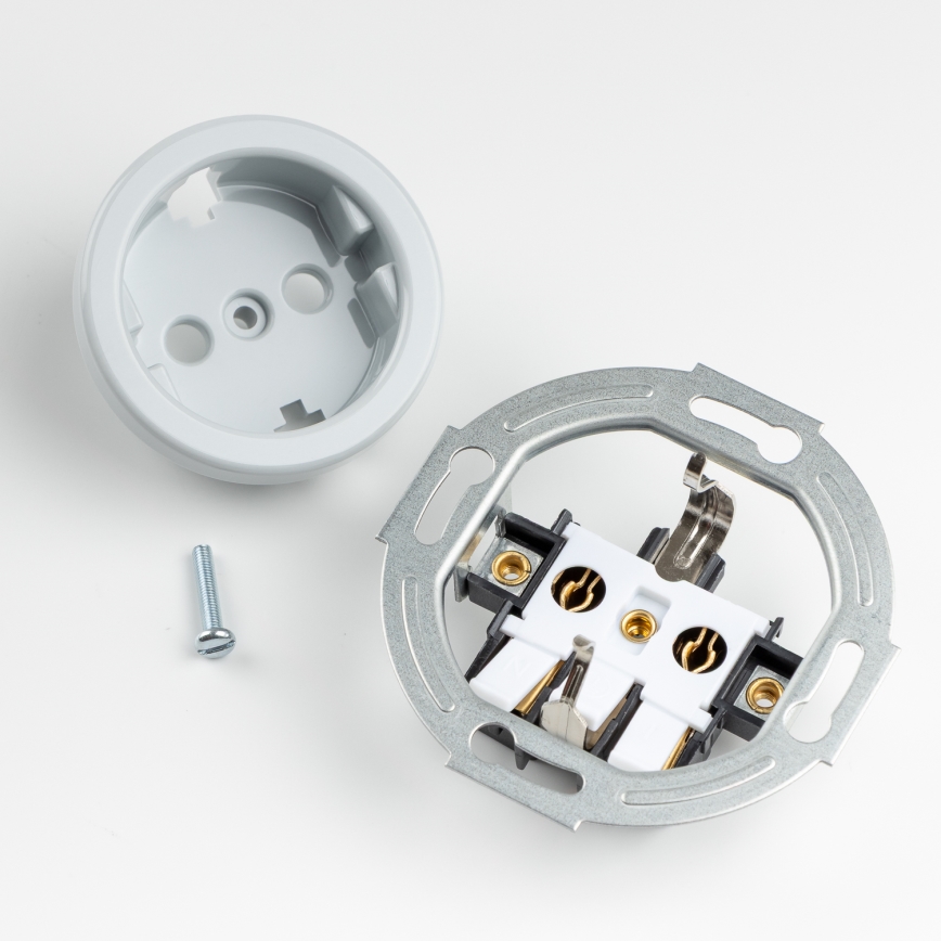 Kliklap - Retro jednopólový vypínač č. 1 a zásuvka SCHUKO 230V s rámečkem šedá