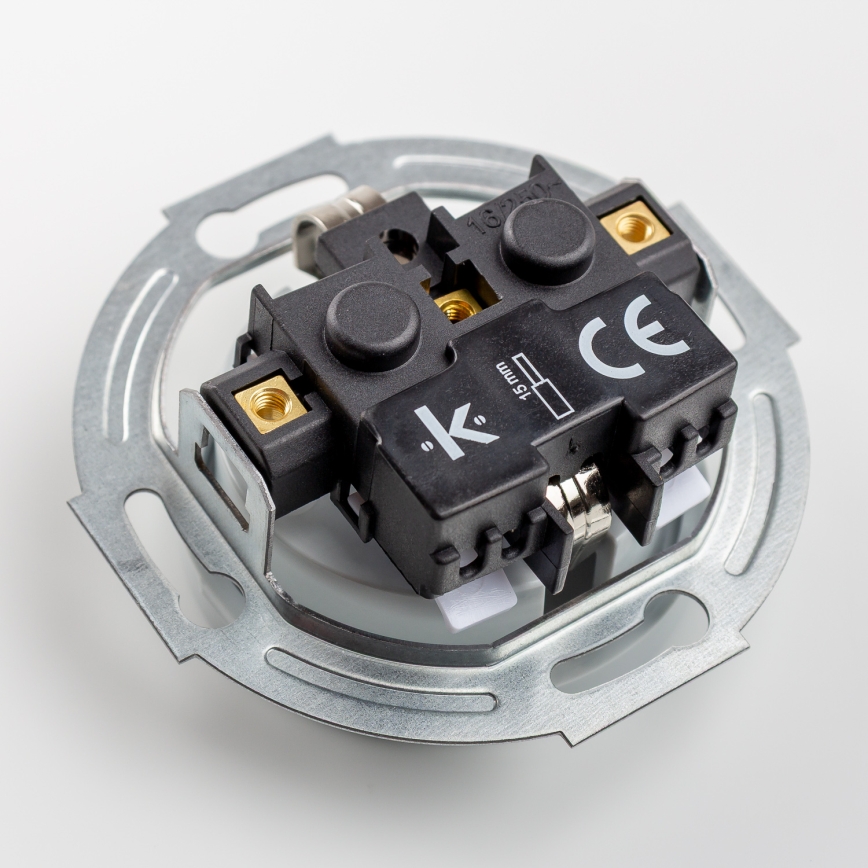 Kliklap - Retro jednopólový vypínač č. 1 a zásuvka SCHUKO 230V s rámečkem šedá