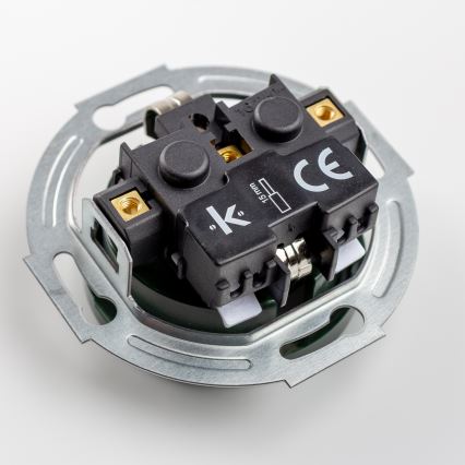 Kliklap - Retro jednopólový vypínač č. 1 a zásuvka SCHUKO 230V s rámečkem zelená