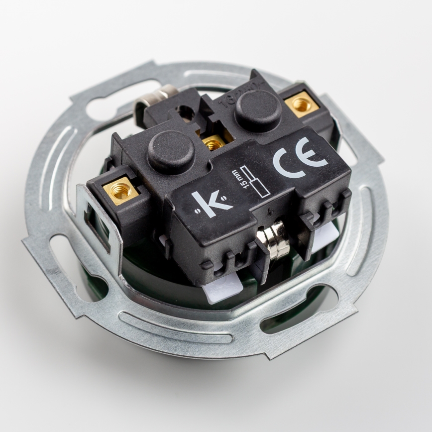 Kliklap - Retro jednopólový vypínač č. 1 a zásuvka SCHUKO 230V s rámečkem zelená