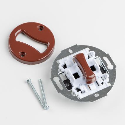 Kliklap - Retro jednopólový vypínač s rámečkem č. 1 hnědá