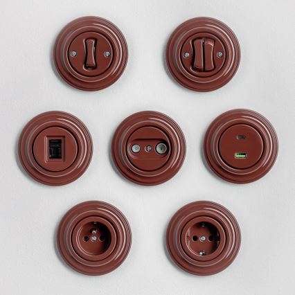 Kliklap - Retro jednopólový vypínač s rámečkem č. 1 hnědá