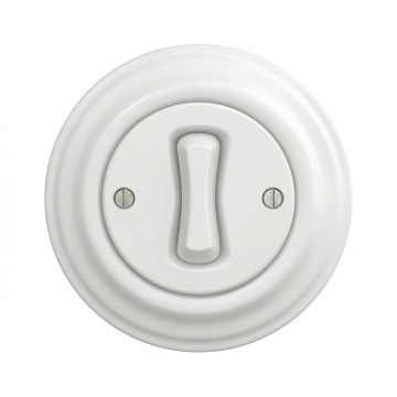 Kliklap - Retro jednopólový vypínač s rámečkem č. 1 sněhově bílá