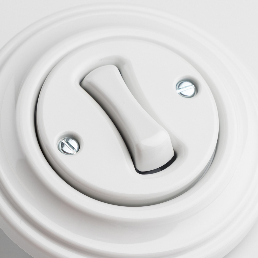 Kliklap - Retro jednopólový vypínač s rámečkem č. 1 sněhově bílá