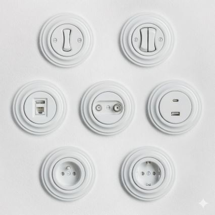 Kliklap - Retro jednopólový vypínač s rámečkem č. 1 sněhově bílá