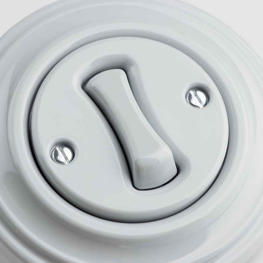 Kliklap - Retro křížový vypínač s rámečkem č. 7 šedá