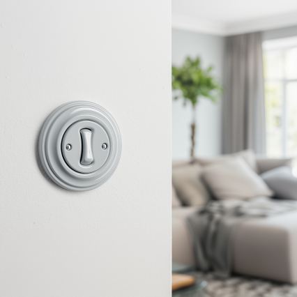 Kliklap - Retro křížový vypínač s rámečkem č. 7 šedá