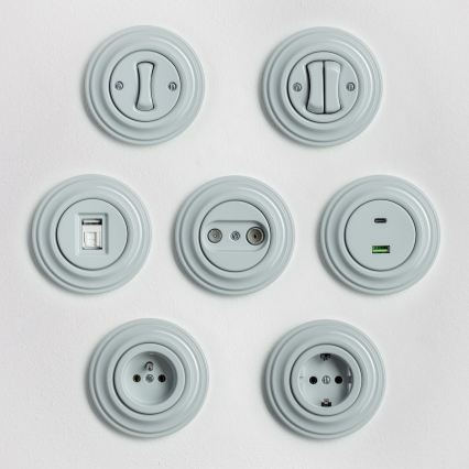 Kliklap - Retro křížový vypínač s rámečkem č. 7 šedá