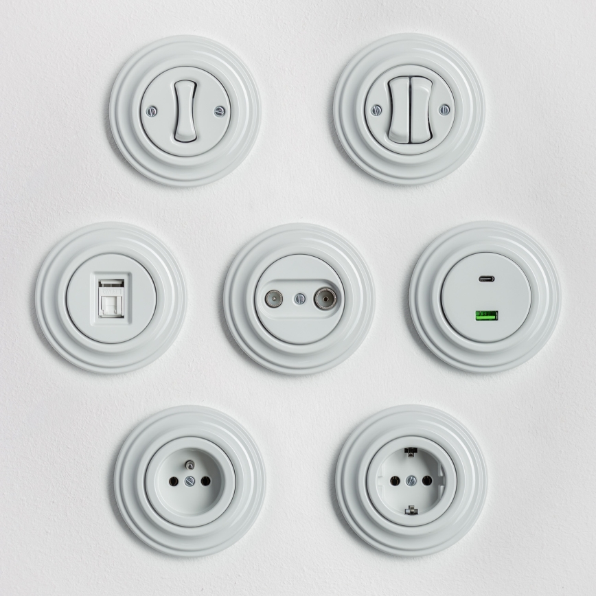 Kliklap - Retro rámeček jednoduchý keramická bílá