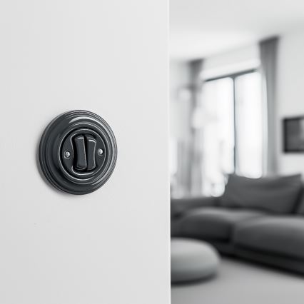 Kliklap - Retro sériový vypínač s rámečkem č. 5 antracit