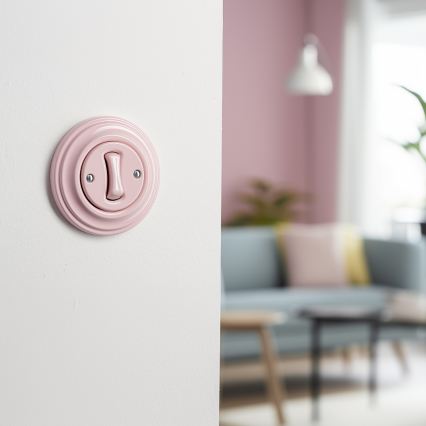 Kliklap - Retro tlačítko s rámečkem starorůžová