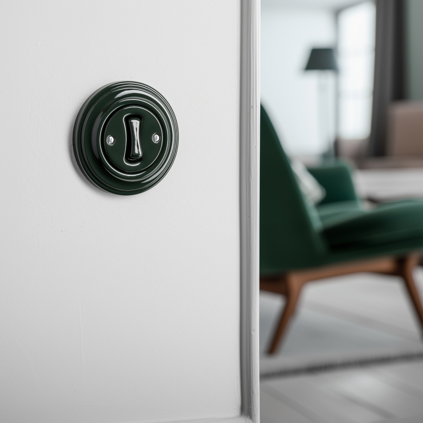 Kliklap - Retro tlačítko s rámečkem zelená