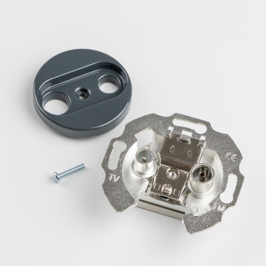 Kliklap - Retro účastnická zásuvka TV+R (koncová) s rámečkem antracit