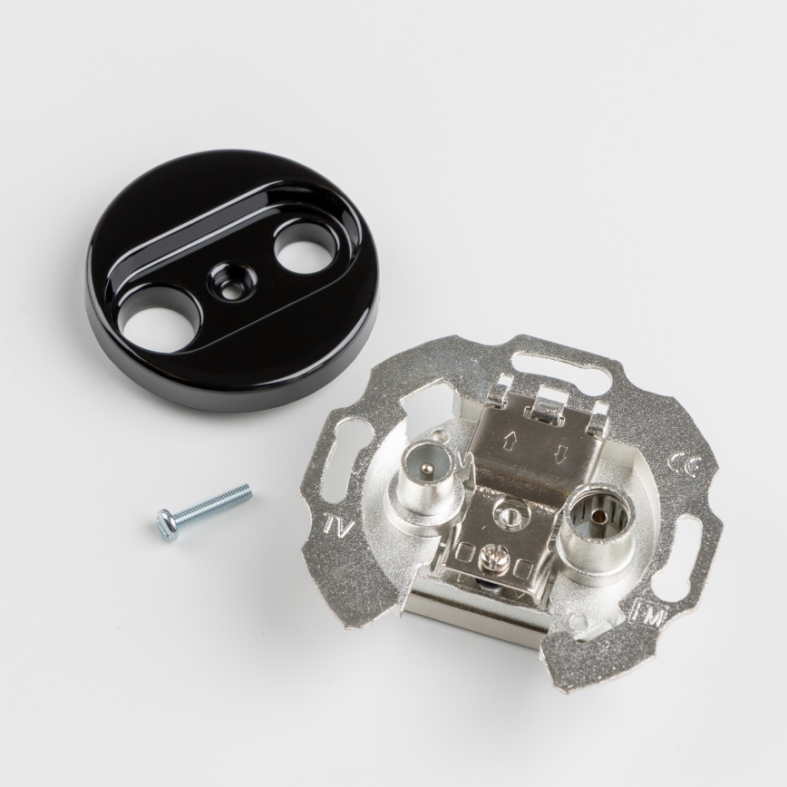 Kliklap - Retro účastnická zásuvka TV+R (koncová) s rámečkem černá