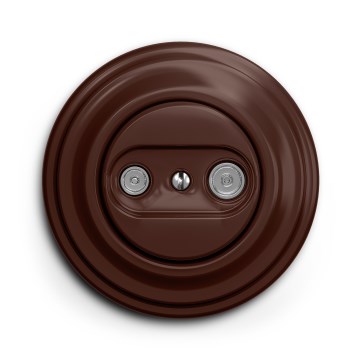 Kliklap - Retro účastnická zásuvka TV+R (koncová) s rámečkem hnědá