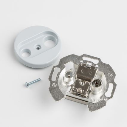 Kliklap - Retro účastnická zásuvka TV+R (koncová) s rámečkem šedá