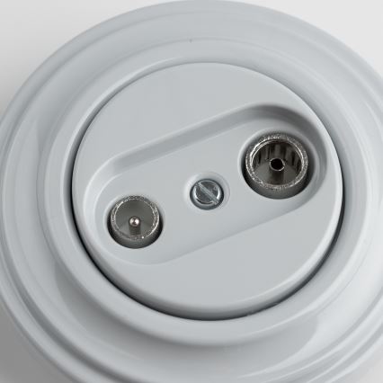 Kliklap - Retro účastnická zásuvka TV+R (koncová) s rámečkem šedá