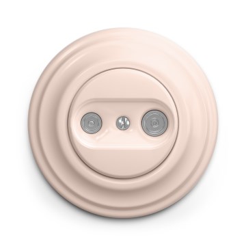 Kliklap - Retro účastnická zásuvka TV+R (koncová) s rámečkem starorůžová