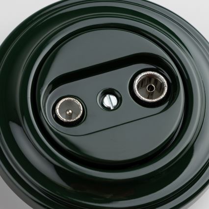 Kliklap - Retro účastnická zásuvka TV+R (koncová) s rámečkem zelená