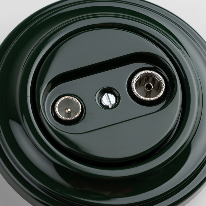 Kliklap - Retro účastnická zásuvka TV+R (koncová) s rámečkem zelená