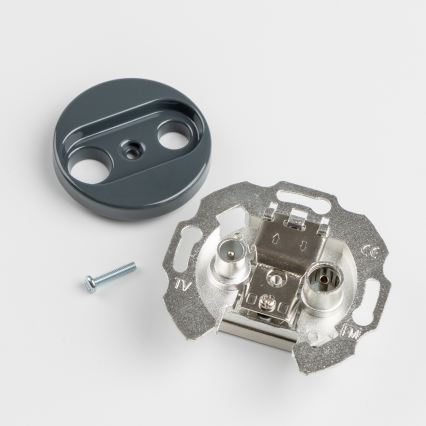 Kliklap - Retro účastnická zásuvka TV+R (průběžná) s rámečkem antracit