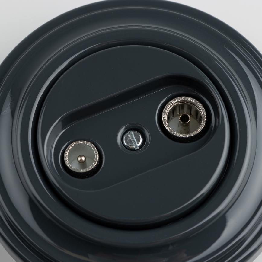 Kliklap - Retro účastnická zásuvka TV+R (průběžná) s rámečkem antracit