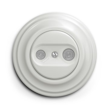 Kliklap - Retro účastnická zásuvka TV+R (průběžná) s rámečkem keramická bílá