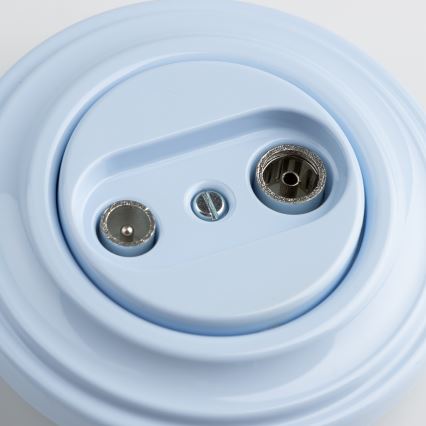 Kliklap - Retro účastnická zásuvka TV+R (průběžná) s rámečkem modrá