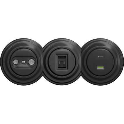 Kliklap - Retro USB zásuvka A+C bez rámečku antracit