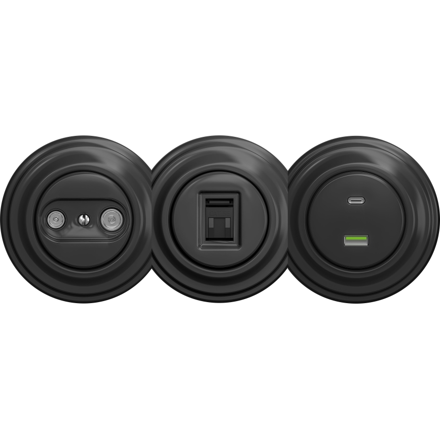 Kliklap - Retro USB zásuvka A+C bez rámečku antracit