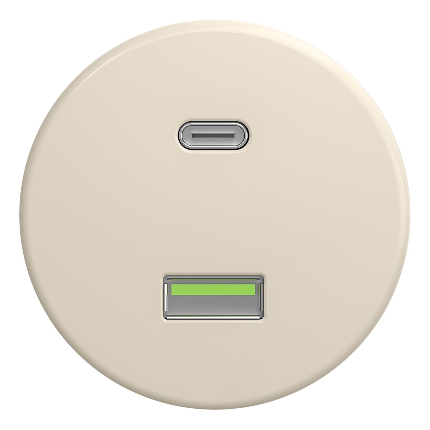 Kliklap - Retro USB zásuvka A+C bez rámečku béžová