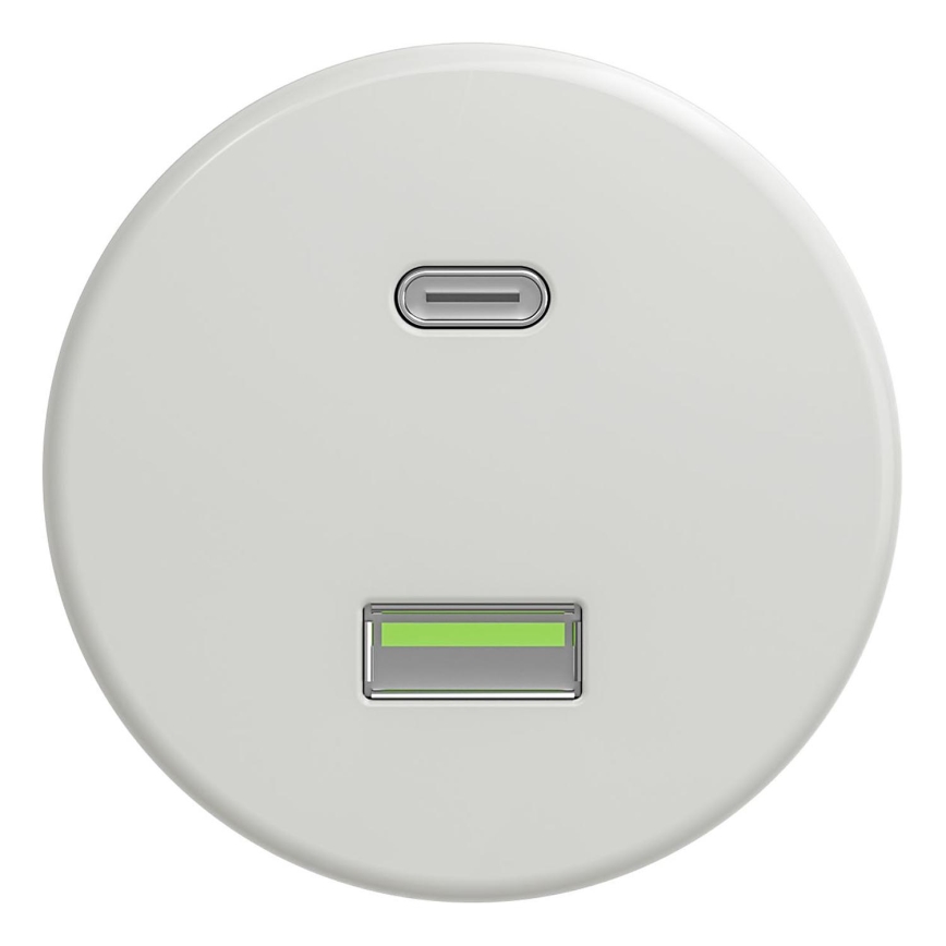Kliklap - Retro USB zásuvka A+C bez rámečku bílá