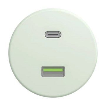 Kliklap - Retro USB zásuvka A+C bez rámečku mátově zelená