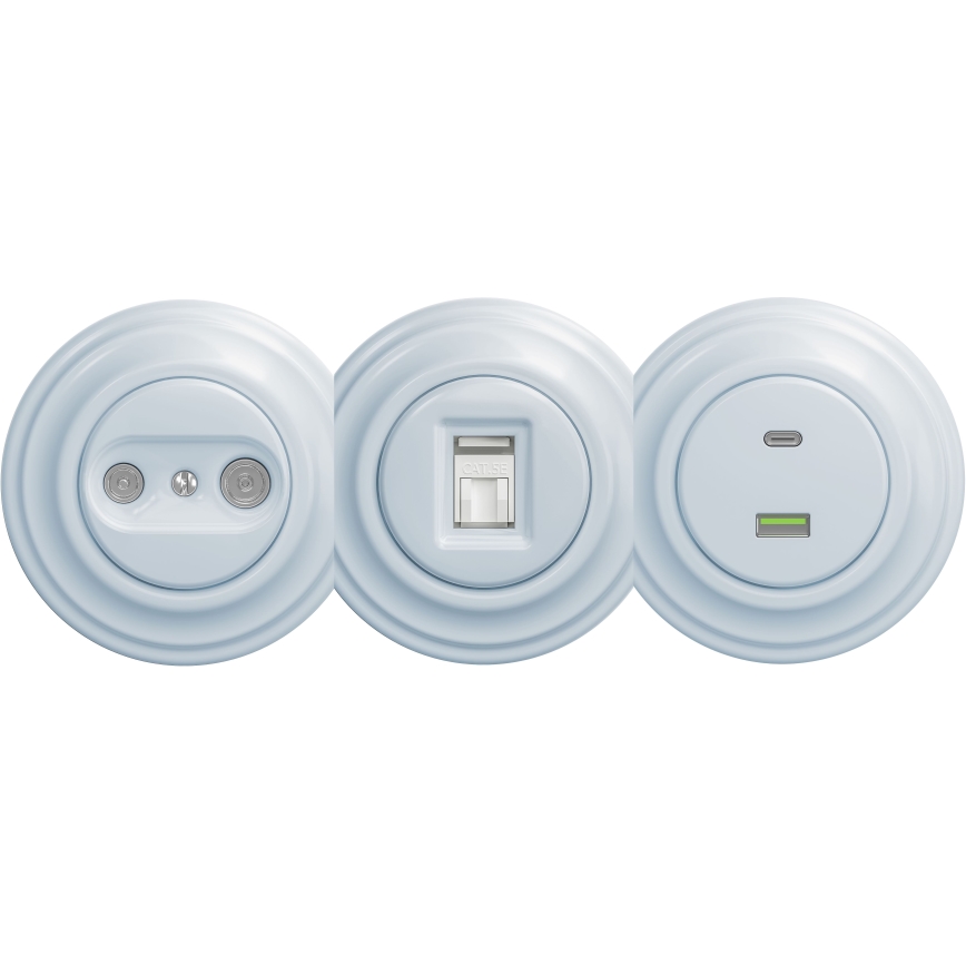 Kliklap - Retro USB zásuvka A+C bez rámečku modrá
