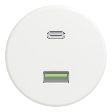 Kliklap - Retro USB zásuvka A+C bez rámečku sněhově bílá