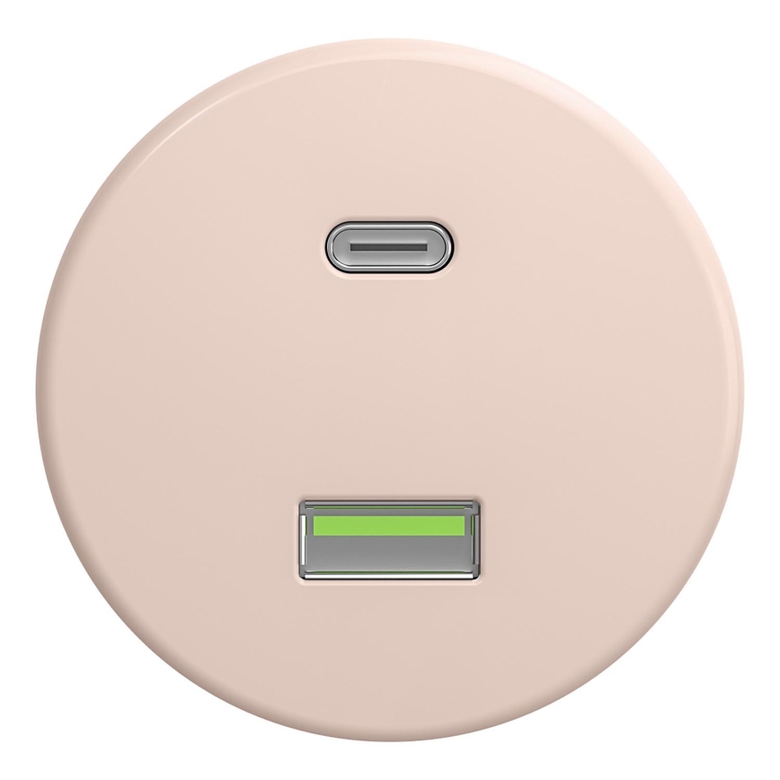 Kliklap - Retro USB zásuvka A+C bez rámečku starorůžová