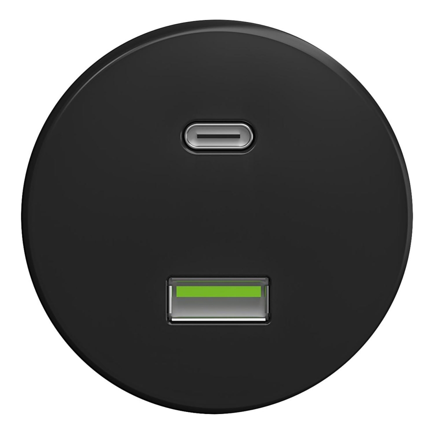 Kliklap - Retro USB zásuvka A+C černá