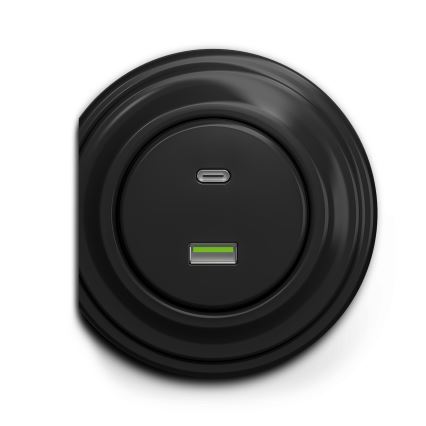 Kliklap - Retro USB zásuvka A+C černá