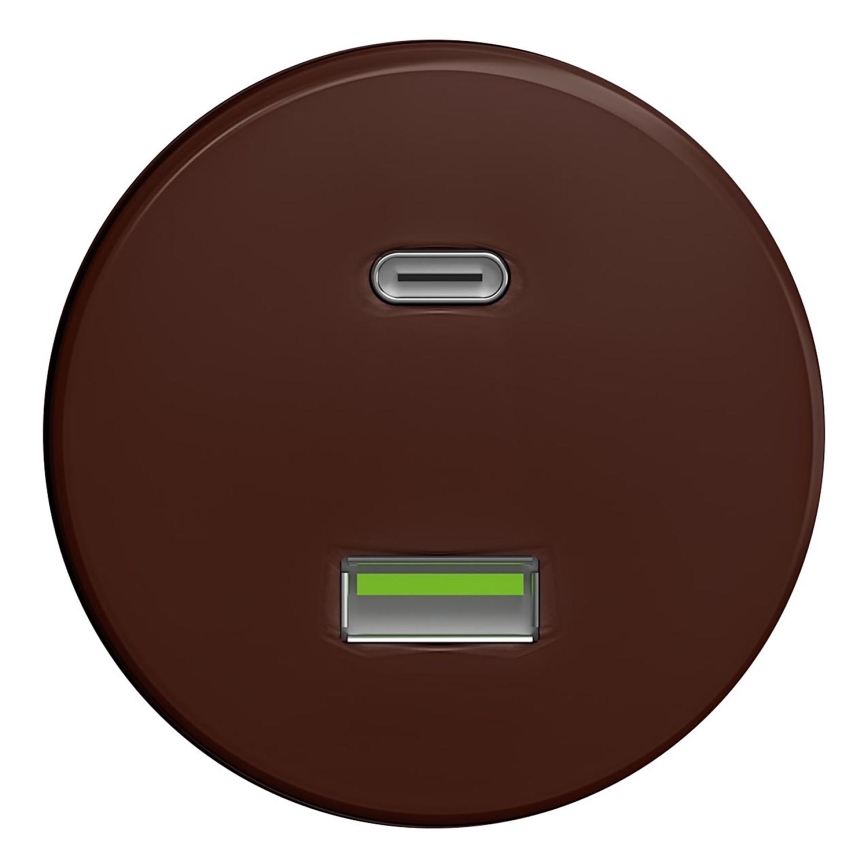 Kliklap - Retro USB zásuvka A+C hnědá