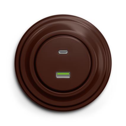 Kliklap - Retro USB zásuvka A+C hnědá