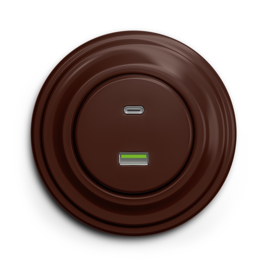 Kliklap - Retro USB zásuvka A+C hnědá