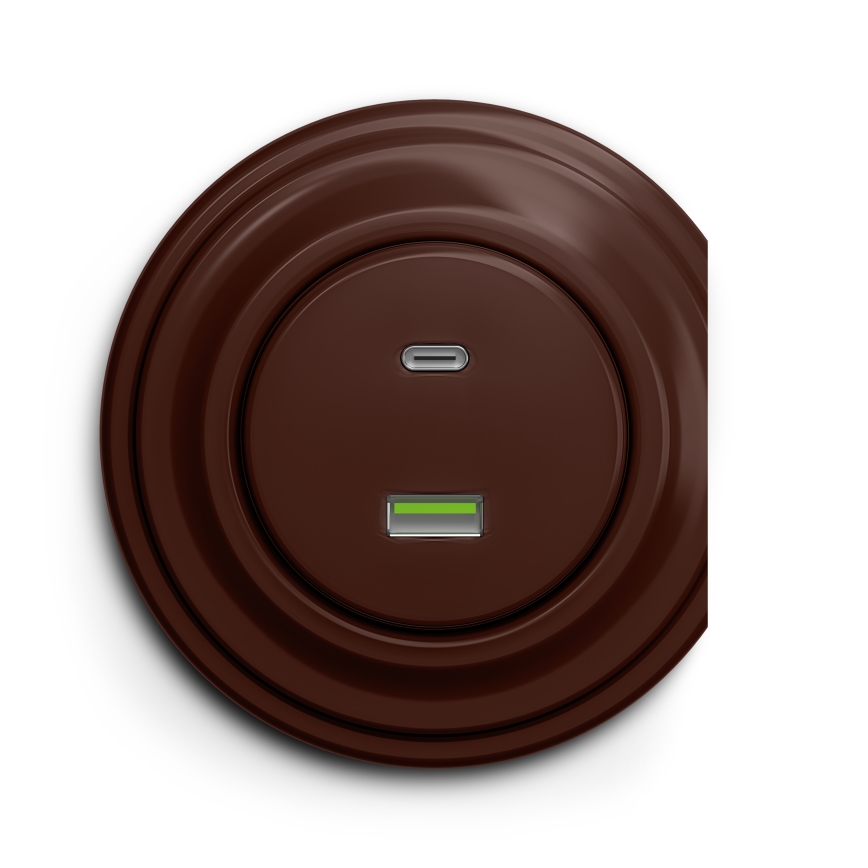 Kliklap - Retro USB zásuvka A+C hnědá