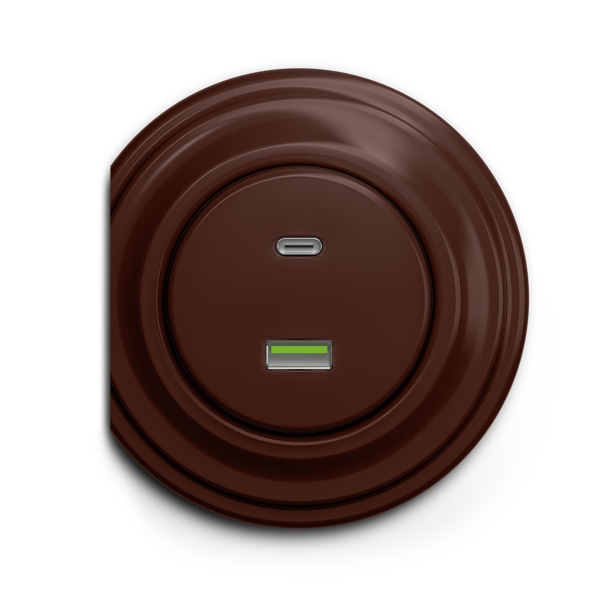 Kliklap - Retro USB zásuvka A+C hnědá