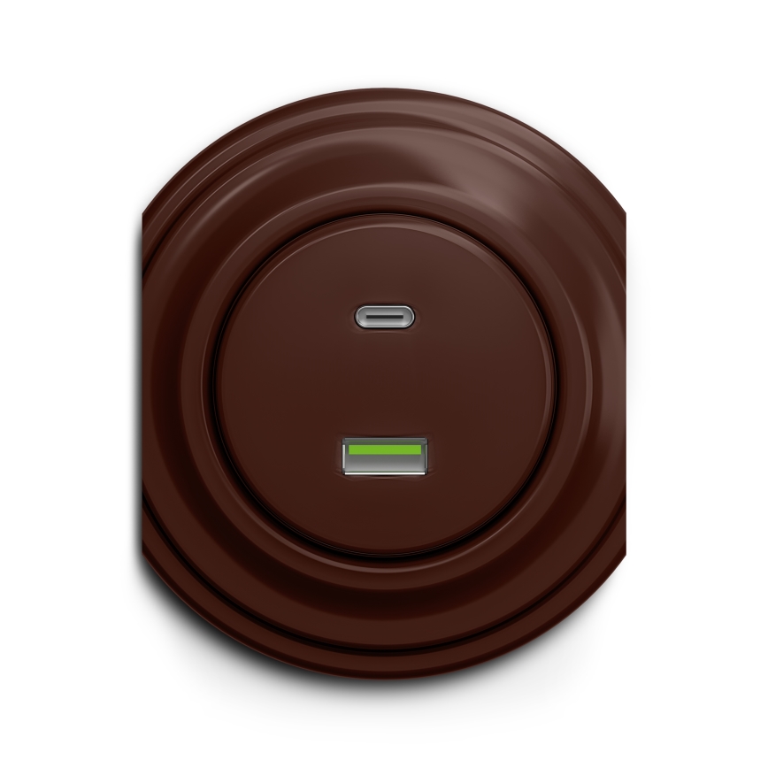 Kliklap - Retro USB zásuvka A+C hnědá