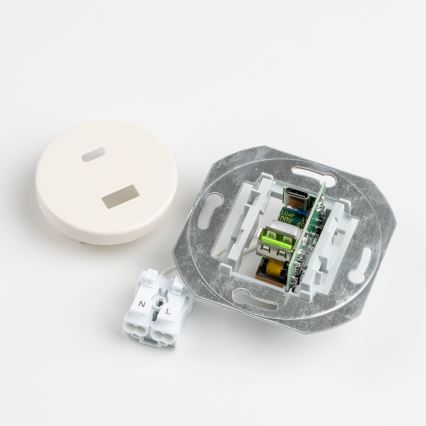 Kliklap - Retro USB zásuvka A+C s rámečkem béžová