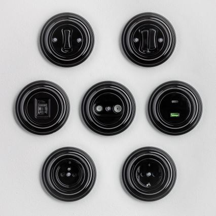 Kliklap - Retro USB zásuvka A+C s rámečkem černá