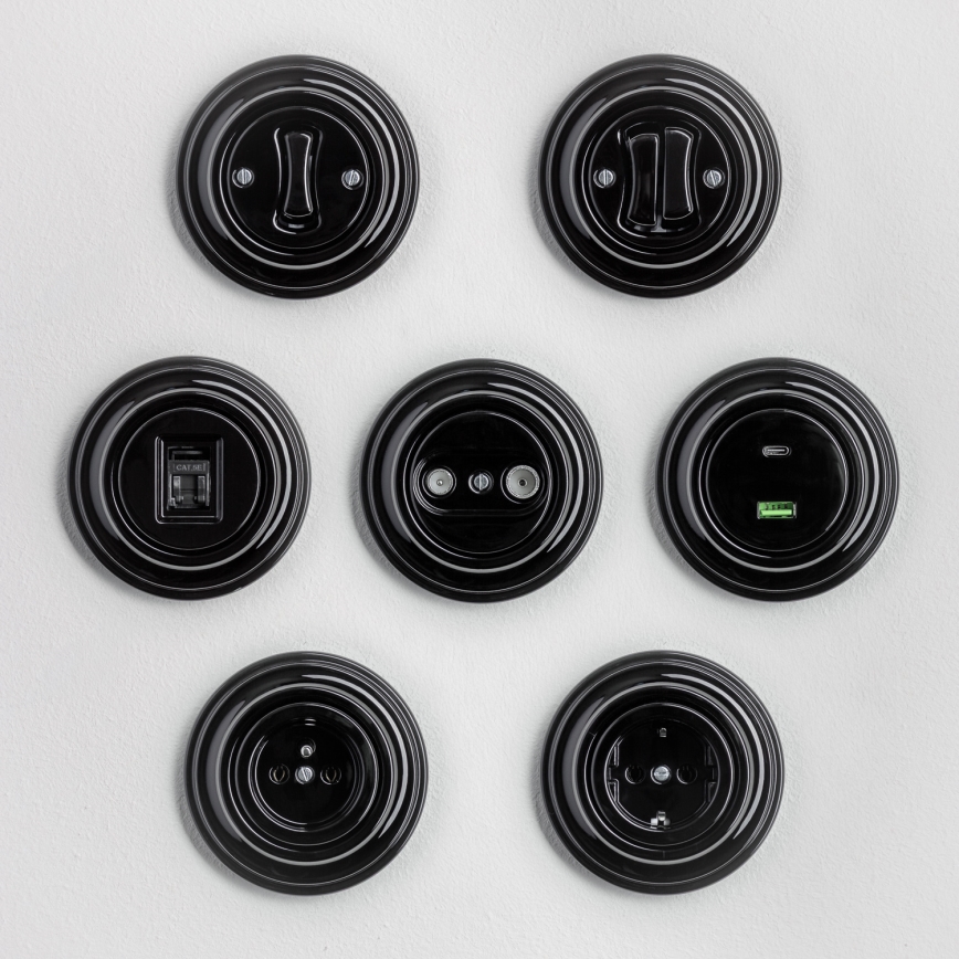 Kliklap - Retro USB zásuvka A+C s rámečkem černá