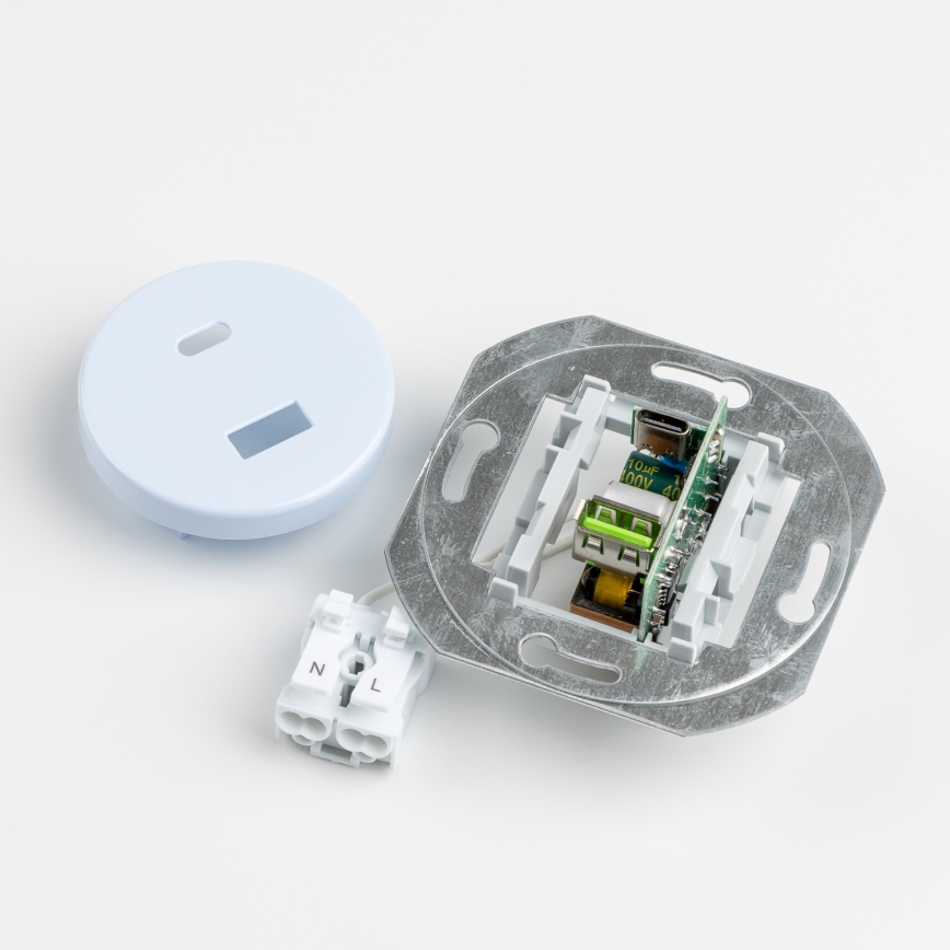 Kliklap - Retro USB zásuvka A+C s rámečkem modrá