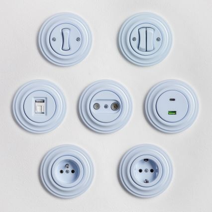 Kliklap - Retro USB zásuvka A+C s rámečkem modrá